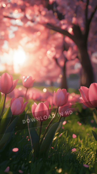Flower Tulips Cherry Blossoms